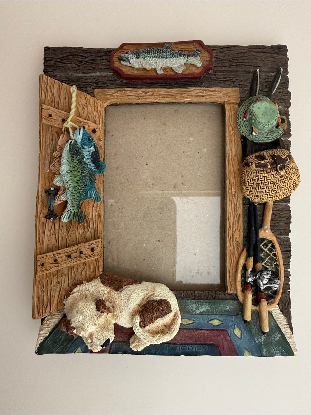 Vintage Figi Graphics Fishing Camping Cabin 3D Picture Frame